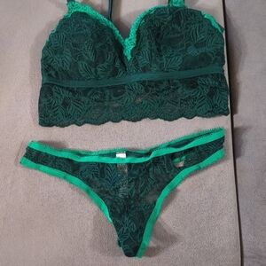 10 Items/$10 Auden Dark Green Lace Bralette and Panty Set